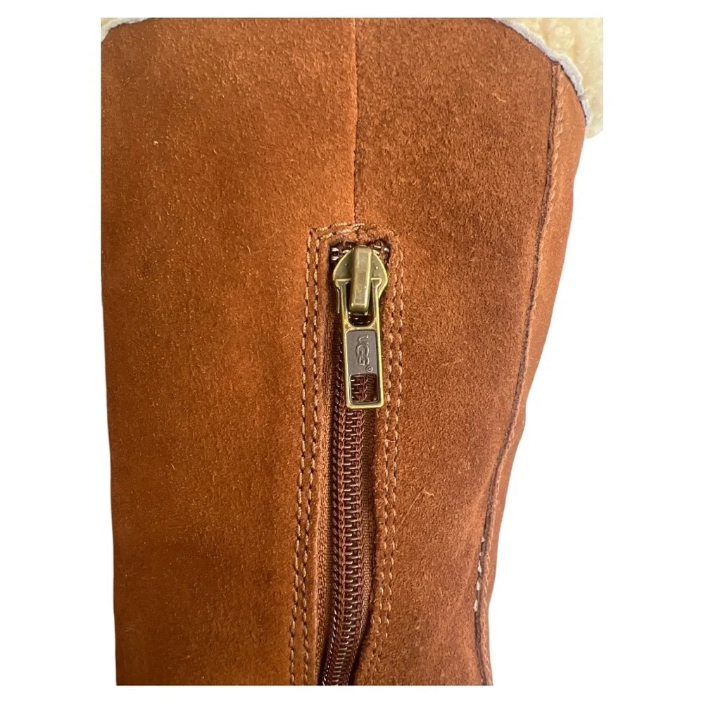 UGG AUSTRALIA WOMEN’S FELICITY SUEDE WEDGE BOOT CHESTNUT SZ 6